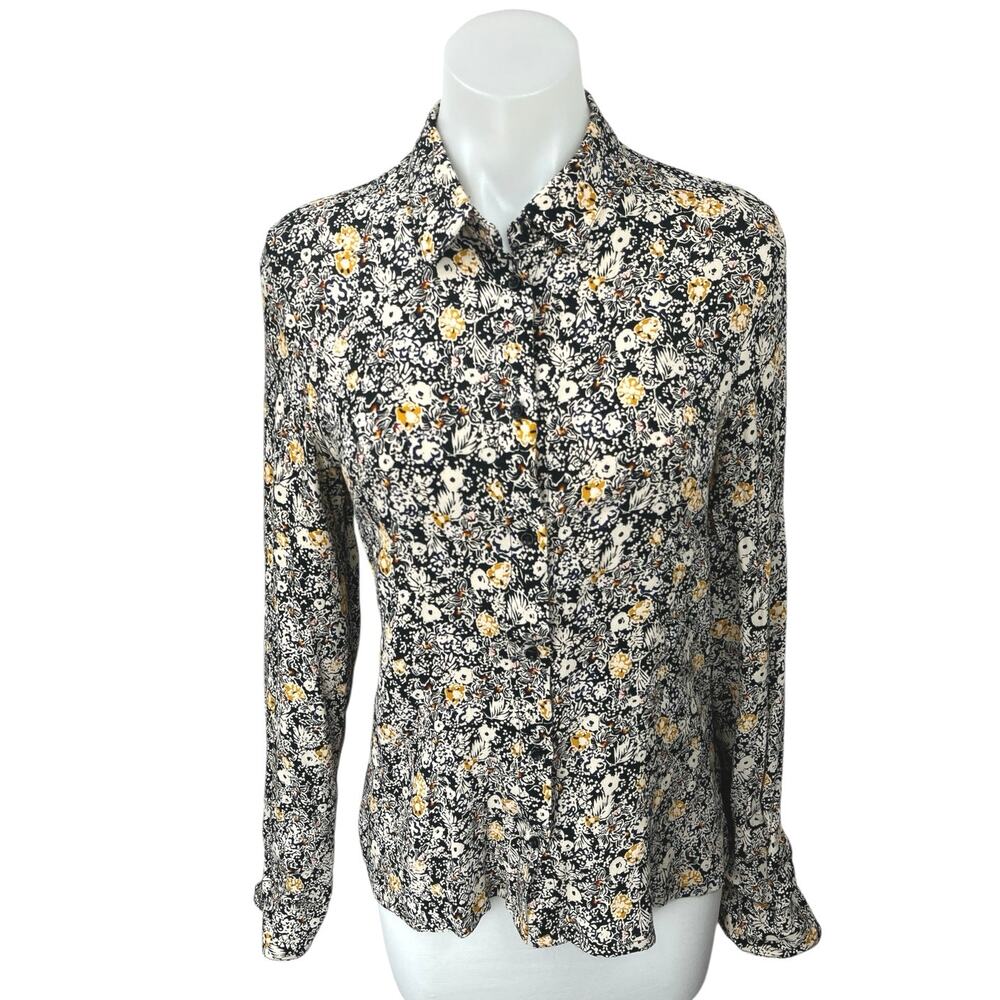 Sessun Multicolor Floral Print Long Sleeve Button Down Blouse Shirt Top Size L